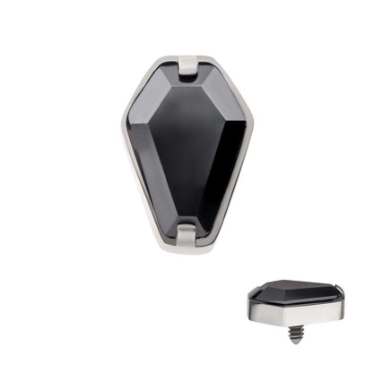 Titanium Internally Threaded with Prong Set Black CZ Coffin Top