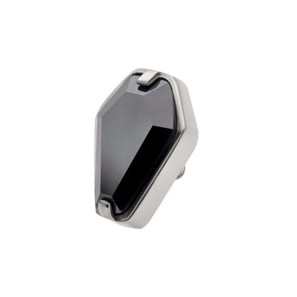 Titanium Internally Threaded with Prong Set Black CZ Coffin Top