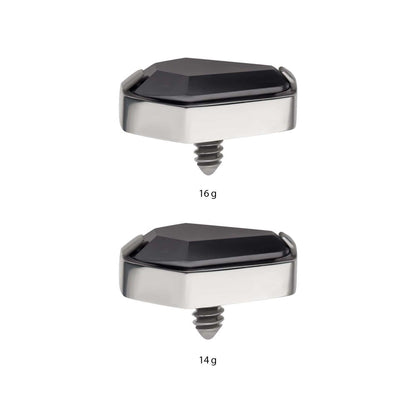 Titanium Internally Threaded with Prong Set Black CZ Coffin Top