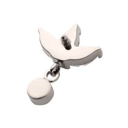 Titanium Internally Threaded 3-Cluster Pronged Marquise CZ with Floating Round CZ Top