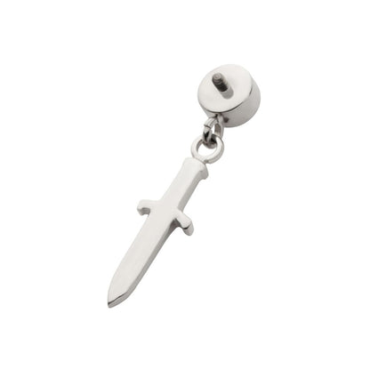 Titanium Internally Threaded Bezel Round CZ Dangle Dagger Top