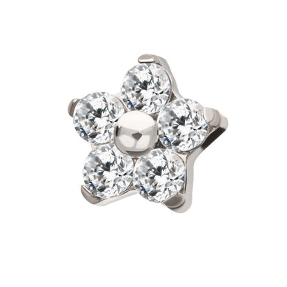Titanium Internally Threaded Prong Set Gem 5-Petal Flower Top