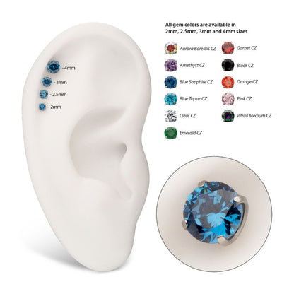 Titanium-Internally Threaded Low Profile 4 Prong Round Gem Top