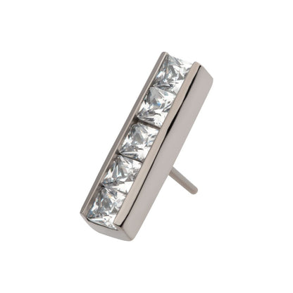 Titanium Threadless with CNC Set Clear CZ 5-Cluster Bar Top