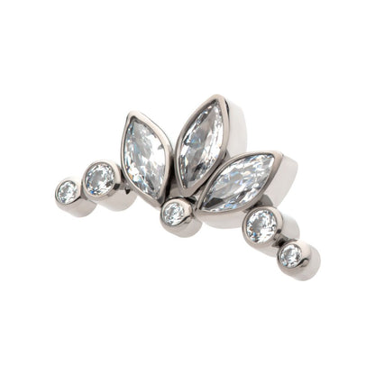Titanium Threadless Bezel Set Marquise & Round Gem Cluster Top