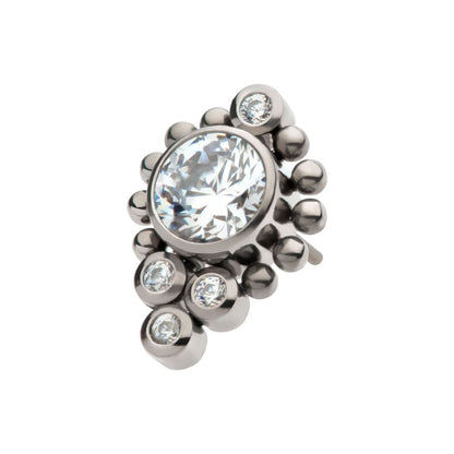 Titanium Threadless Bezel Set Gem/Opal Beaded Cluster Top