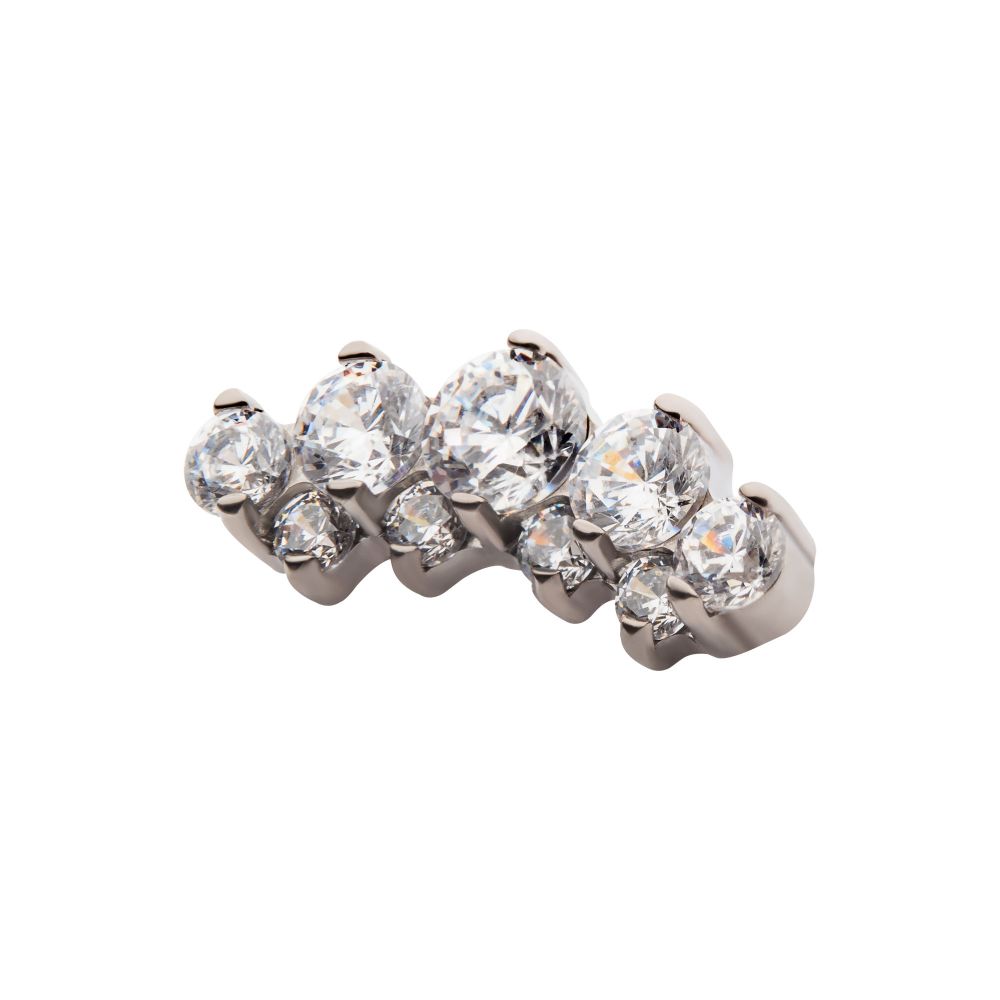 Titanium Threadless Prong Set Round CZ/Opal Terraced Cluster Top