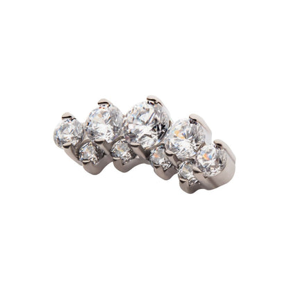 Titanium Threadless Prong Set Round CZ/Opal Terraced Cluster Top