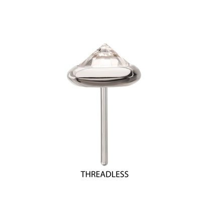 Titanium Threadless Round Bezel Set Inverse Gem Top