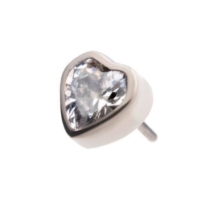 Titanium Threadless with Bezel Set CZ Heart Shape Top