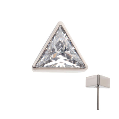 Titanium Threadless with Bezel Set CZ Triangular Shape Top