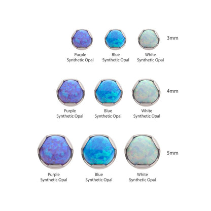 Titanium Threadless with Prong Set Semi-Bezel Opal Low Profile Top