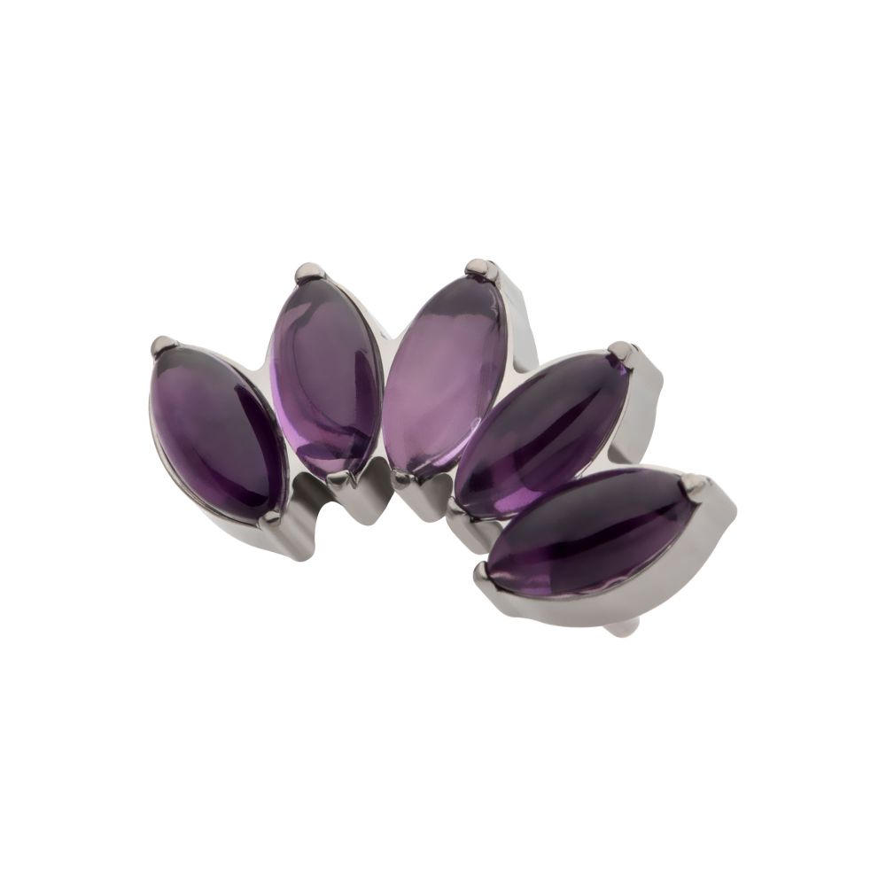 Titanium Threadless with Prong Set 5-Cluster Marquise Stones Fan Shape Top