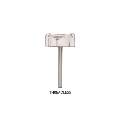Titanium Threadless Double V-Prong 3mm Marquise Gem Top
