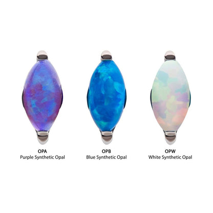 Titanium Threadless with 2-Prong Marquise Opal Top