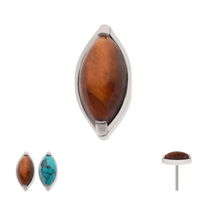 Titanium Threadless with 2-Prong Marquise Stone Top