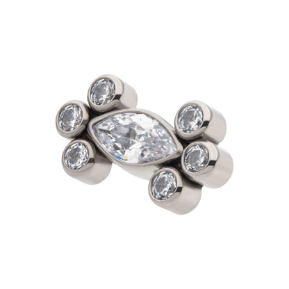 Titanium Threadless with Clustered Bezel Set Marquise & Round CZ Top