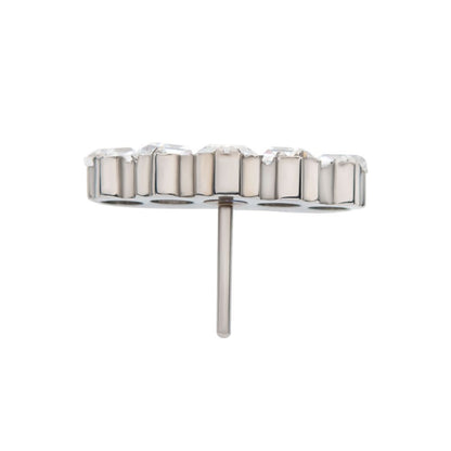 Titanium Threadless with Prong Set Trapezoid CZ 5-Cluster Top