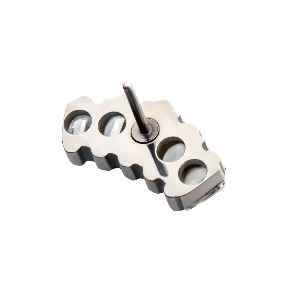 Titanium Threadless with Prong Set Trapezoid CZ 5-Cluster Top