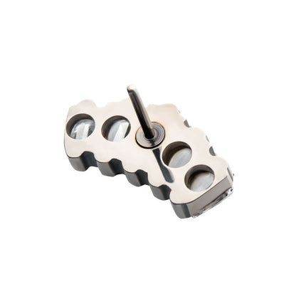Titanium Threadless with Prong Set Trapezoid CZ 5-Cluster Top