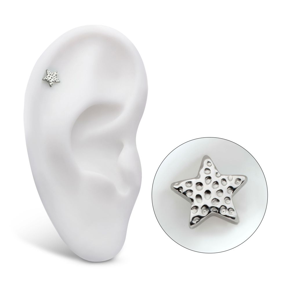 Titanium Threadless Hammered Star Top