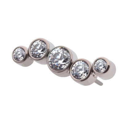 Titanium Threadless Bezel Set CZ/Opal Oscillating 5-Cluster Top