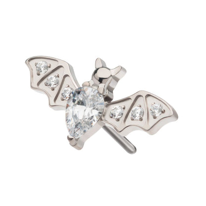 Titanium Threadless with Round & Teardrop CZ Flying Bat Top