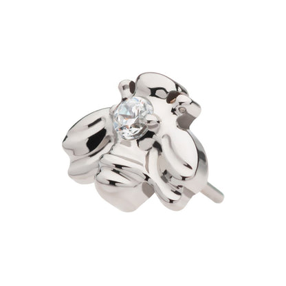 Titanium Threadless with Prong Set CZ Bee Top
