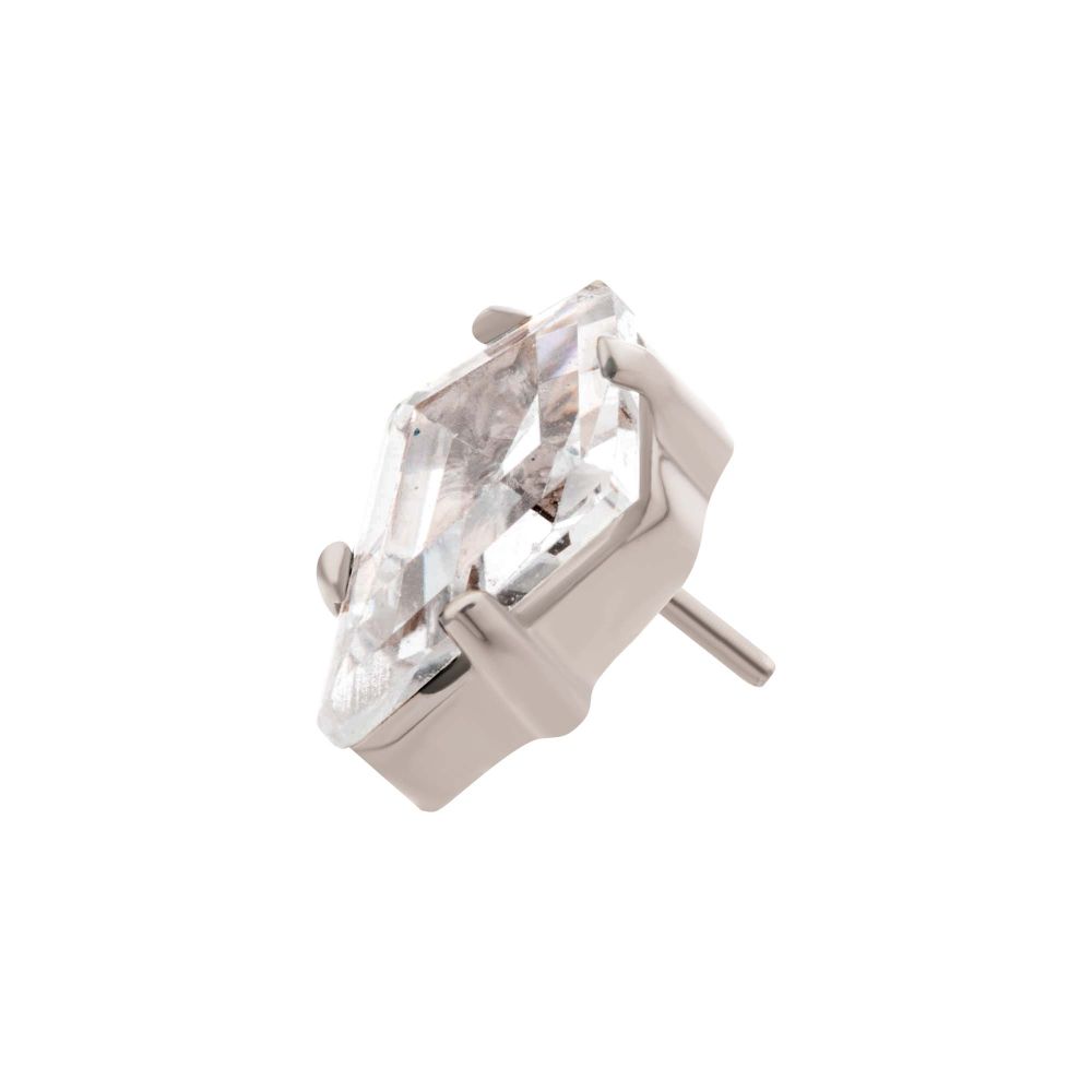 Titanium Threadless Prong Set Kite Shaped CZ Top