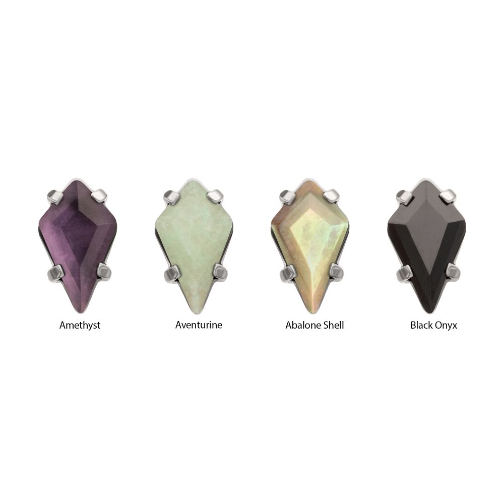 Titanium Threadless 4-Prong Kite Shape Stone Top