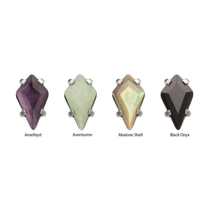 Titanium Threadless 4-Prong Kite Shape Stone Top