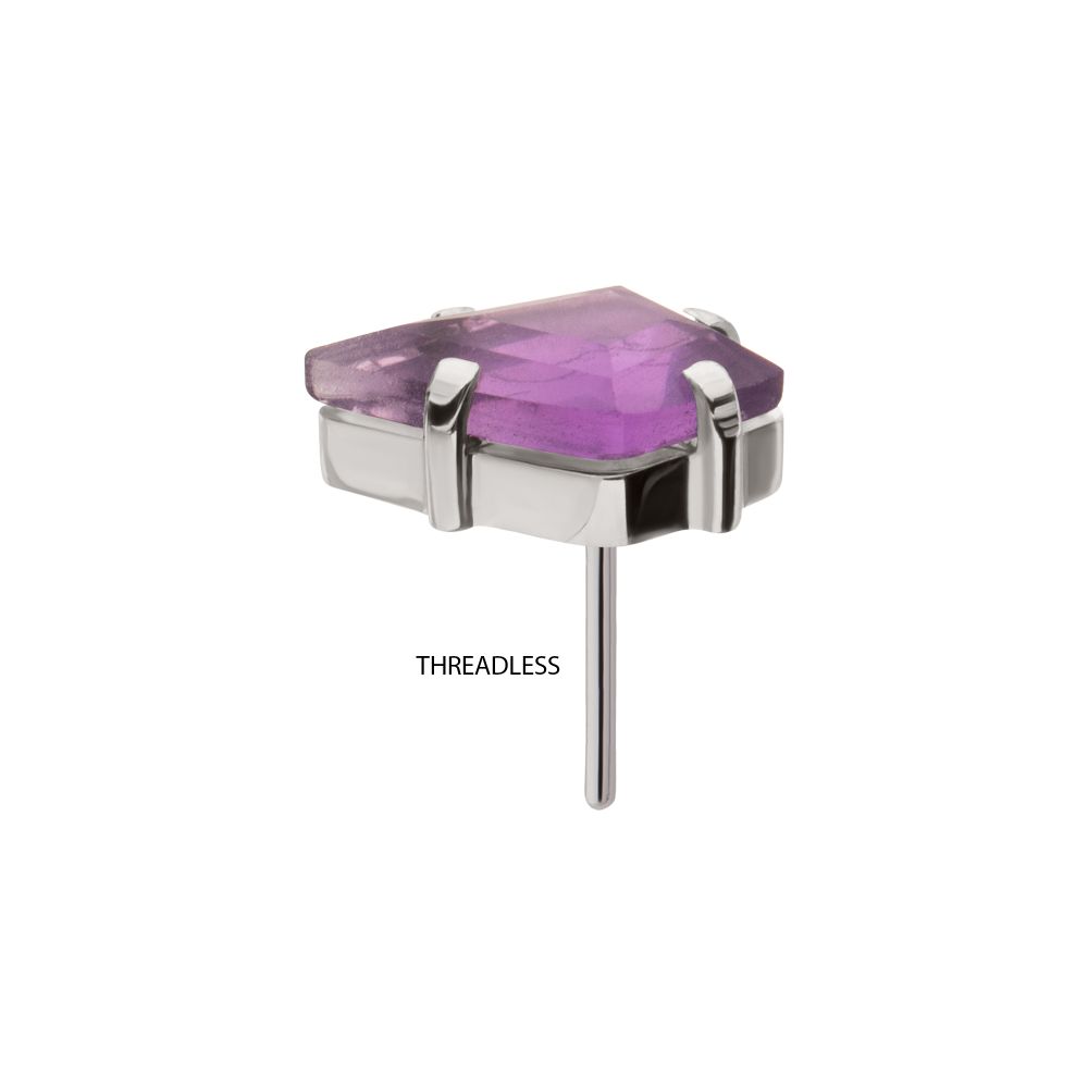 Titanium Threadless 4-Prong Kite Shape Stone Top