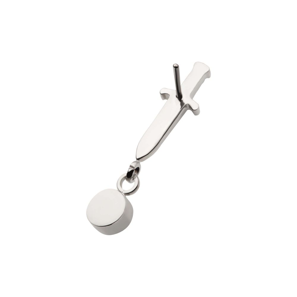 Titanium Threadless Dangle Bezel Round Gem Dagger Top