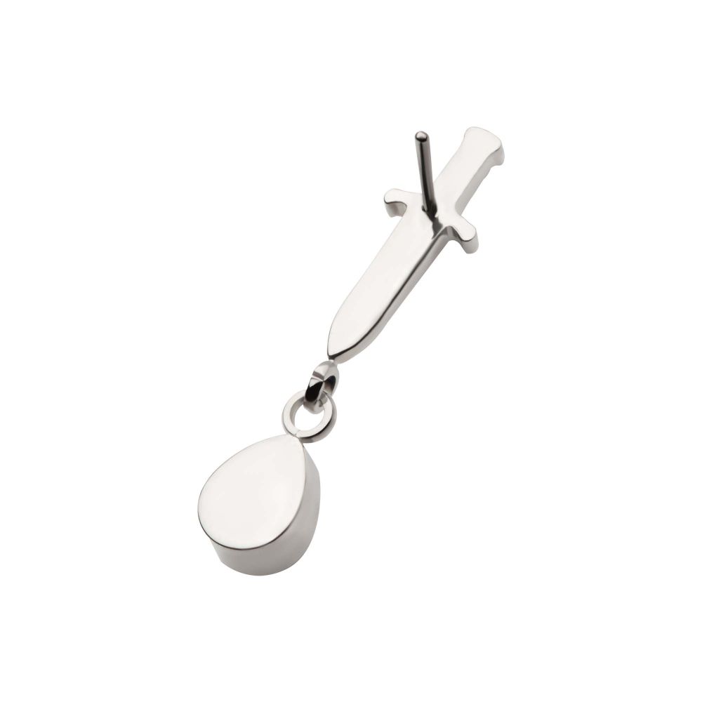 Titanium Threadless Dangle Bezel Teardrop Gem Dagger Top