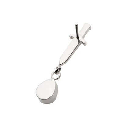 Titanium Threadless Dangle Bezel Teardrop Gem Dagger Top