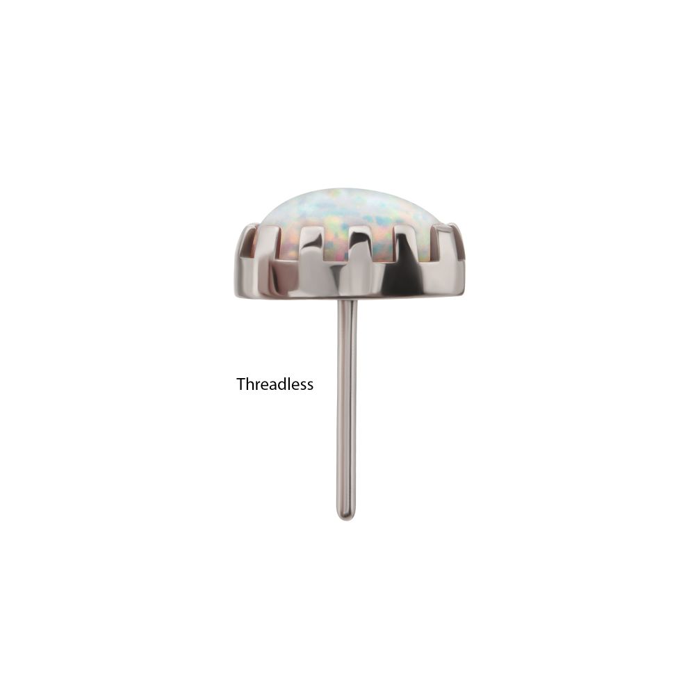 Titanium Threadless Prong Edge Opal Heart Top