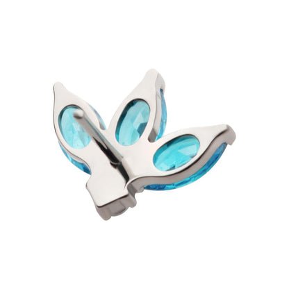Titanium Threadless 3-Cluster Marquise with Clear Round CZ Fan Shape Top