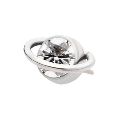 Titanium Threadless Planet Top with Bezel Set Round CZ/Opal