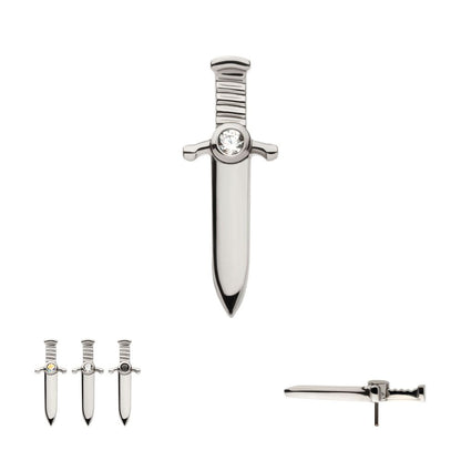 Titanium Threadless with Bezel Set 1mm CZ Dagger Top