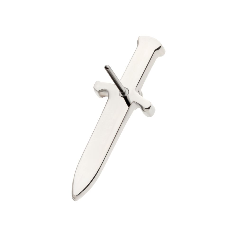 Titanium Threadless with Bezel Set 1mm CZ Dagger Top