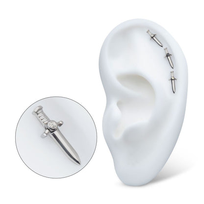 Titanium Threadless with Bezel Set 1mm CZ Dagger Top
