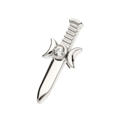 Titanium Threadless with Bezel Set 2mm CZ/Opal Triple Moon Phase Dagger Top