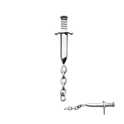 Titanium Threadless Dagger Top with Dangle 8mm Chain