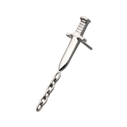 Titanium Threadless Dagger Top with Dangle 8mm Chain