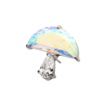 Titanium Threadless Prong Set Multi Shape CZ Mushroom Top
