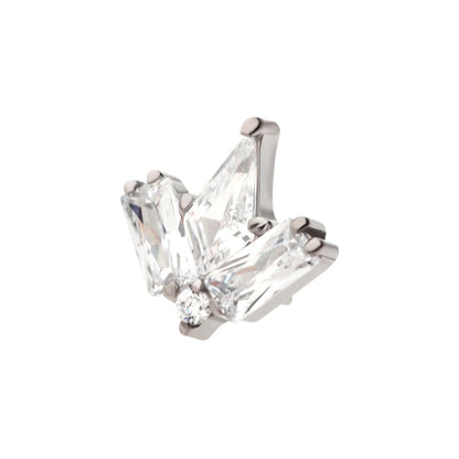 Titanium Threadless Multi Shape Clear CZ 4-Cluster Top