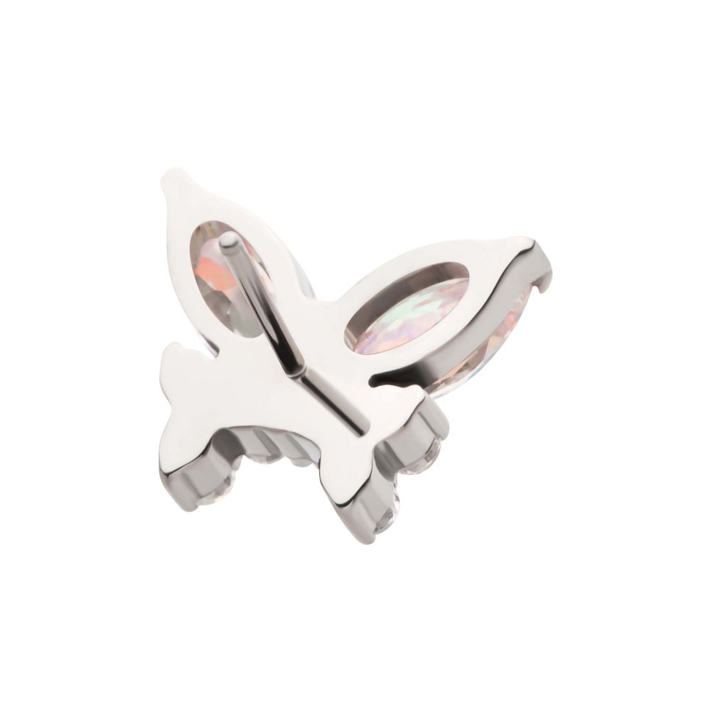 Titanium Threadless Prong Set Marquise & Round CZ Butterfly Top