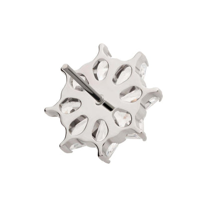 Titanium Threadless 8-Cluster Prong Set Kite Shape CZ Flower Top