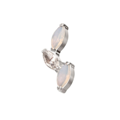 Titanium Threadless Vine Shape Top with 3-Tier Alternating Opalite/CZ Marquise