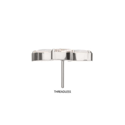 Titanium Threadless Vine Shape Top with 3-Tier Alternating Opalite/CZ Marquise